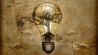 Light Bulb In Tree Roots Wallpaper