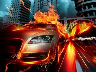 Car In Fire City Hq Wallpaper HD