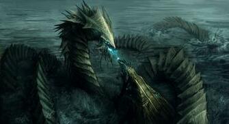 Wallpaper Art Monster Sea Waves Tail Dragon Stairs Steps Magic