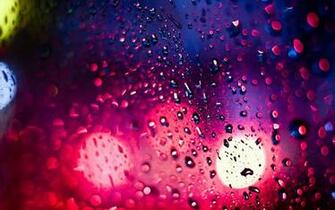 Bokeh Drops Rain Lights Window Glass Water Color Wet