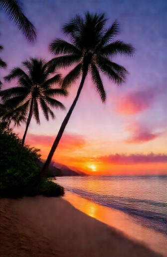 Tropical Island Sunset Wallpaper