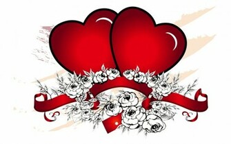 Roses And Red Hearts Desktop Wallpaper
