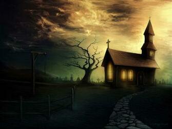 Wallpaper Graveyard Church In Night