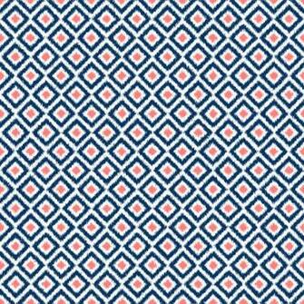 Navy Blue And Coral Diamond Ikat Pattern Art Print By Heartlocked