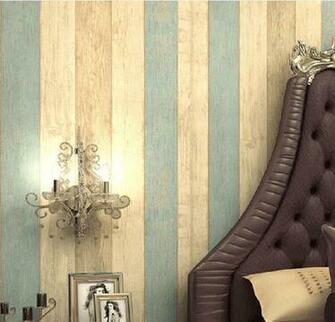 Mediterranean Striped Wallpaper Vintage Wood Grain Roll