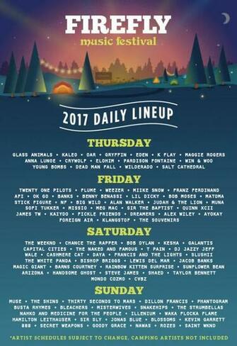 Firefly Music Festival Daily Lineups Single Day Tickets