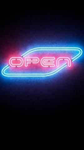 Modern Open Neon Sign R Verticalwallpaper