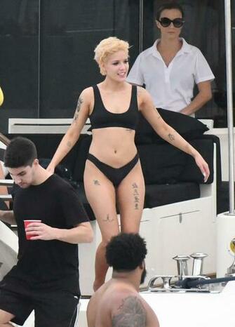 Halsey In Black Bikini On A Yacht Miami