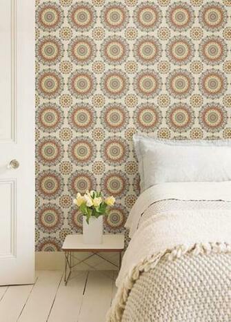 Gemma Coral Boho Medallion Wallpaper Boulevard