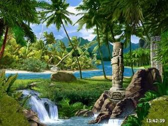 Mayan Waterfall 3d Screensaver Beach Wallpaper