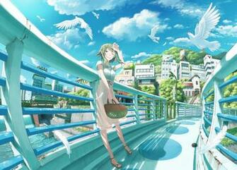 Bridge Clouds Birds Megpoid Gumi Vocaloid