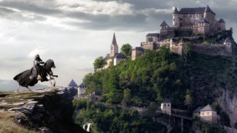 Overlooking A Medieval Castle During The Dark Ages Wallpaper