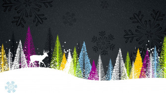 Colorful Winter Trees Abstract Forest Wallpaper
