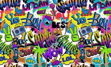 Comic Book Graffitti Words Wallpaper Mural Marmalade Art