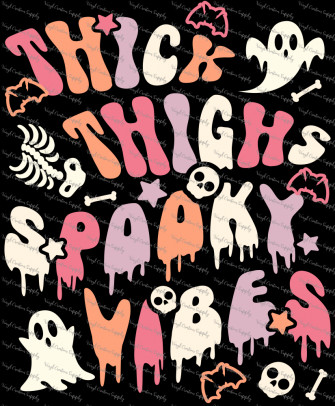 Thick Thighs Spooky Vibes Retro Vinyl Creation Supply