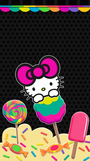 Hello Kitty Candy Wallpaper iPhone Android Theme Colorful