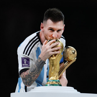 Who Surprised Lionel Messi On The Pitch Before Lifting World