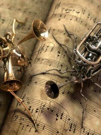 Trumpet And Cornet Steampunk Bugs iPad iPhone HD