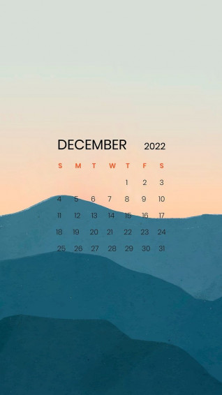 Mountain December Monthly Calendar iPhone Wallpaper Vector
