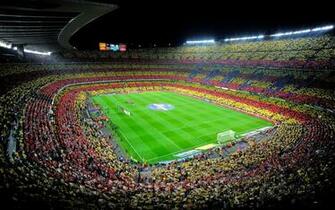 Spain Camp Nou Fc Barcelona Soccer Stadium Crowd Wallpaper