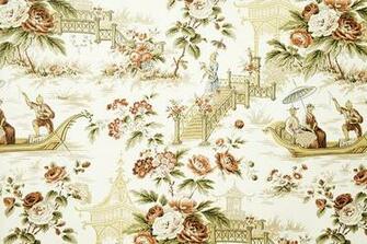 And Parasols Wallpaper Green Toile De Jouy Sanderson