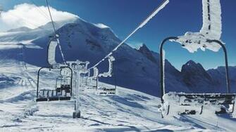 Wallpaper Ski Lift Mountains Snow Full HD