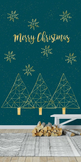 Merry Christmas Teal Gold Wallpaper Happywall Gray And