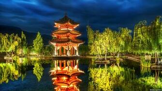 Wallpaperuniversity Asian Structures On A Lake 4k Wallpaper