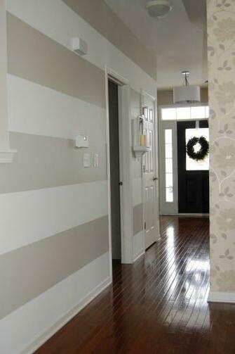 Horizontal Striped Hallway With Coordinating Wallpaper Wefollowpics