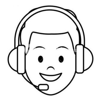 Costumer Services Assistant Man With Headset Only Face Drawing In