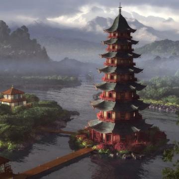 Chinese Great Pagoda iPad Background Jpg