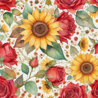 Sunflower Roses Background Image Wallpaper