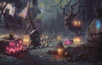 Wallpaper Night House Bird The Moon Candles Pumpkin Raven