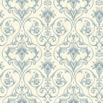 Wallpaper Sample Blue And Cream Victorian Scroll