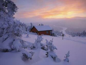 Cabin In The Snow Desktop Wallpaper Mountain