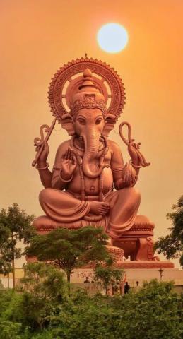 Lord Ganesha Statue Sunset Mobile Wallpaper Indian God