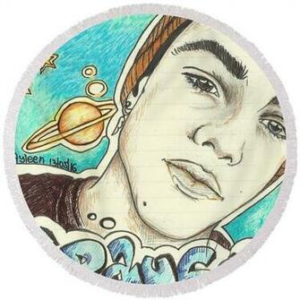 Grayson Dolan Galaxy Background Round Beach Towel By Ani