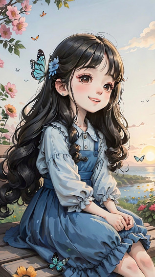 Beautiful Girl Cartoon Image Wallpaper