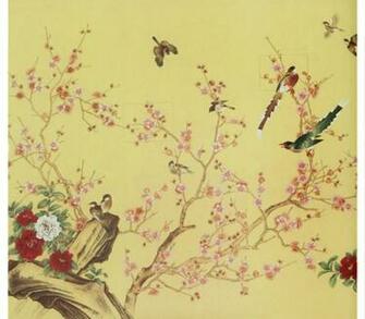 Gorgeous Flowers Birds Hand Made Oriental Style Yulan Wall Paper