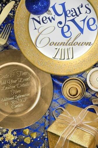 Elegant Gold New Year Eve Christmas Holiday Blue Party
