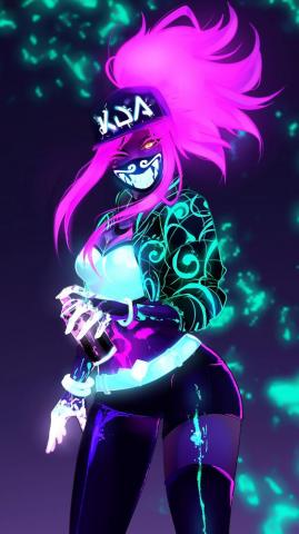 Akali Lol K Da Neon Mask 4k Phone HD Wallpaper