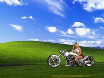 Harley Davidson Beautiful Blonde Babe In Countryside Desktop Wallpaper