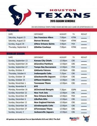 Houston Texans Schedule