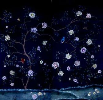 Midnight Blue Chinoiserie Wallpaper Via Made In China
