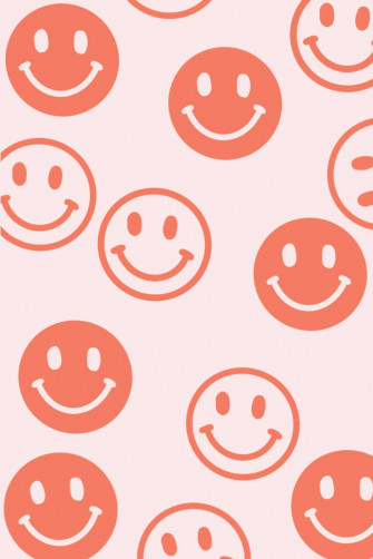 Preppy Smiley Face Orange Pattern Wallpaper
