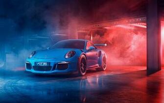 Wallpaper Of Blue Car Smoke Porsche Gt3 Sport