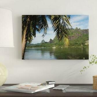 East Urban Home Palm Tree With Boat In The Background Moorea