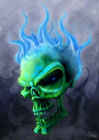 Blue Flaming Skull Wallpaper