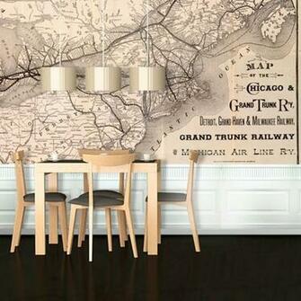 Swag Paper Map Of Chicago Railway Self Adhesive Wallpaper