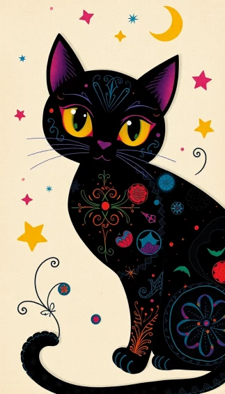Black Cat Wallpaper Drawings